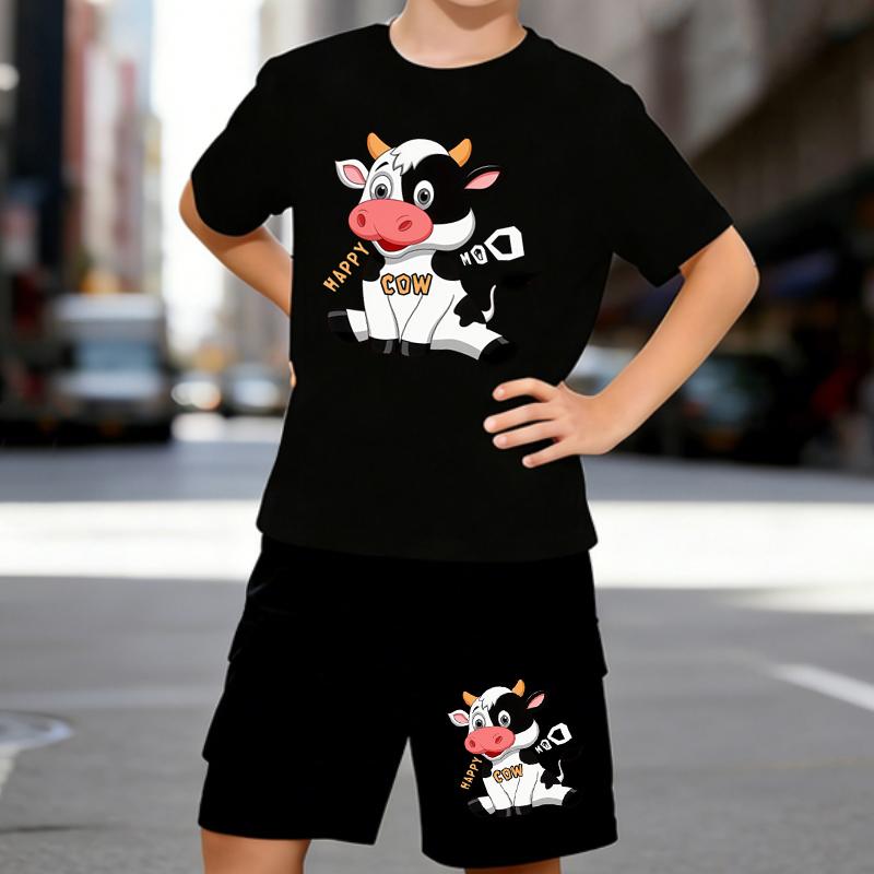 Boys 2 Piece Cartoon Cow Printed outfit, Short Sleeve T-Shirt and Shorts Set for Kids Age 5-14,White, Black Sporty Casual Summer Clothes 5-6 Years чёрный
Boys 2 Piece Cartoon Cow Printed outfit, Short Sleeve T-Shirt and Shorts Set for Kids Age 5-14,White, Black Sporty Casual Summer Clothes 5-6 Years чёрный
