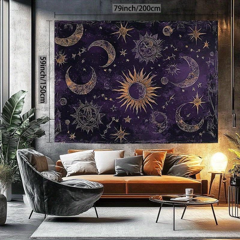 Vintage Celestial Sun Moon Tapestry Boho Gold Purple Starry Sky Wall Hanging for Living Room Bedroom Gothic Decor 74x94cm(29x37in)
Vintage Celestial Sun Moon Tapestry Boho Gold Purple Starry Sky Wall Hanging for Living Room Bedroom Gothic Decor 74x94cm(29x37in)