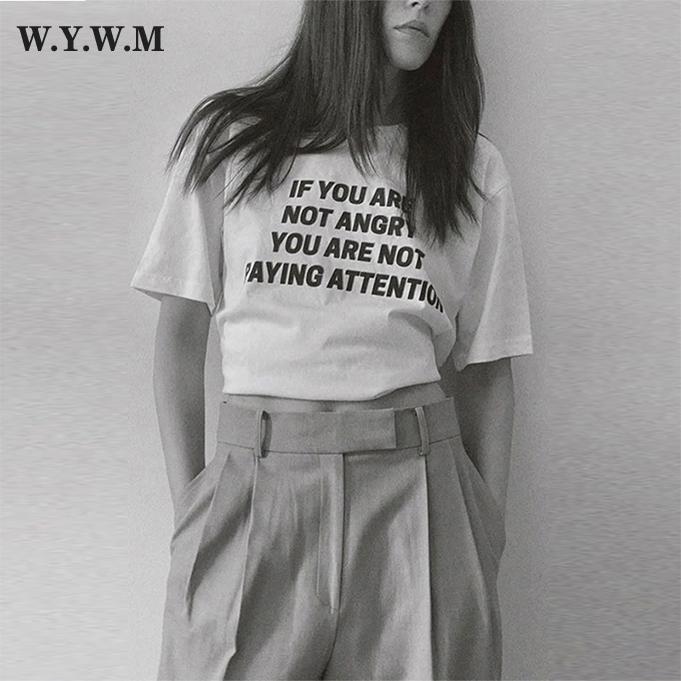 WYWM винтажные футболки с буквенным рисунком женские летние повседневные футболки с круглым вырезом и принтом женские свободные хлопковые белые топы с короткими рукавами 
WYWM винтажные футболки с буквенным рисунком женские летние повседневные футболки с круглым вырезом и принтом женские свободные хлопковые белые топы с короткими рукавами