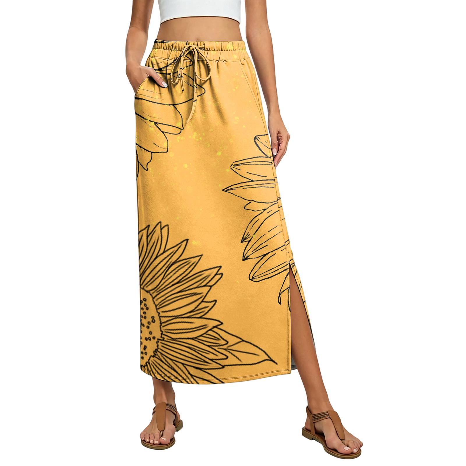 Ladies floral elastic waist drawstring pocket skirt XL жовтий
Ladies floral elastic waist drawstring pocket skirt XL жовтий