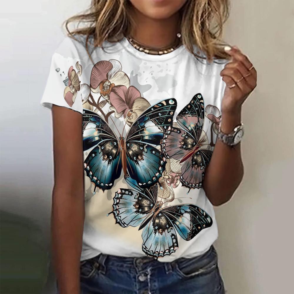 Women s round neck T-shirt 3D digital printed short sleeved shirt fashionable butterfly print 3432 4XL
Women s round neck T-shirt 3D digital printed short sleeved shirt fashionable butterfly print 3432 4XL