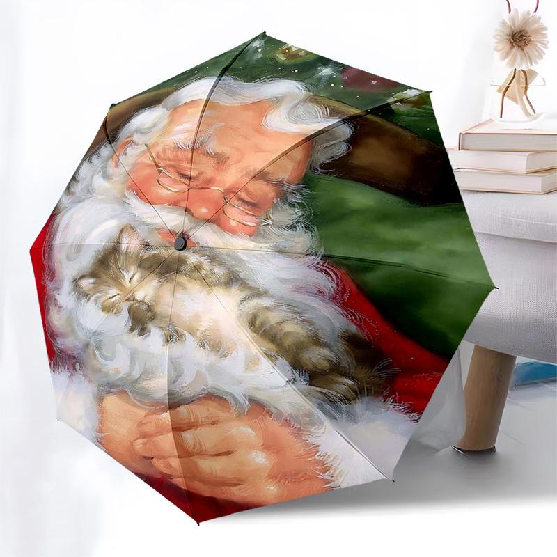 1pc Christmas Santa Claus Holding Kitten Automatic Folding Umbrella, Portable 3-Fold Design, 8-Bone Iron Frame Outdoor Umbrella, Festive Gift for Fans
1pc Christmas Santa Claus Holding Kitten Automatic Folding Umbrella, Portable 3-Fold Design, 8-Bone Iron Frame Outdoor Umbrella, Festive Gift for Fans