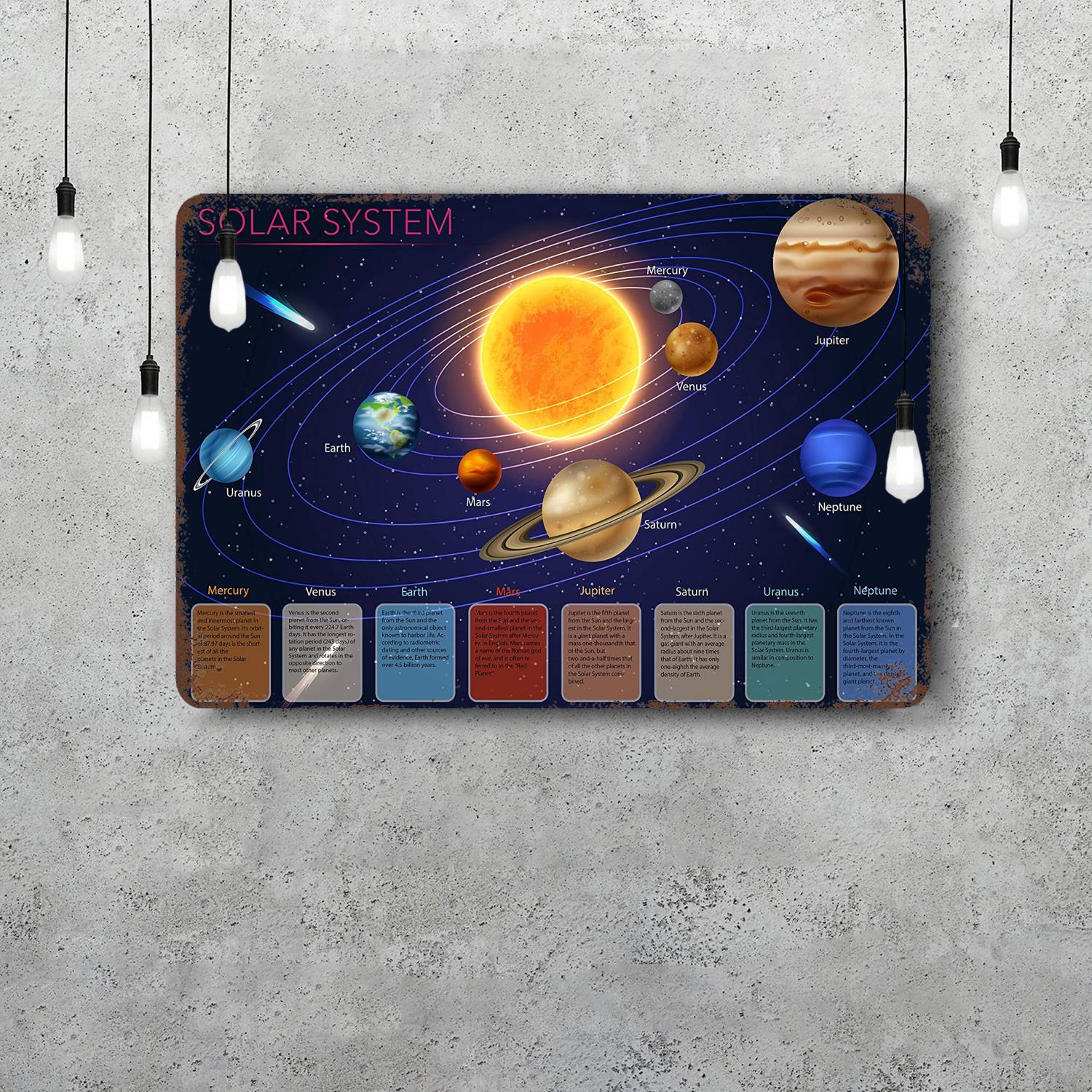 Our Solar System Retro Vintage Tin Sign Poster Decorative Plaque Metal Plate Wall Decor 20x30cm(7.8x11.8inch)
Our Solar System Retro Vintage Tin Sign Poster Decorative Plaque Metal Plate Wall Decor 20x30cm(7.8x11.8inch)