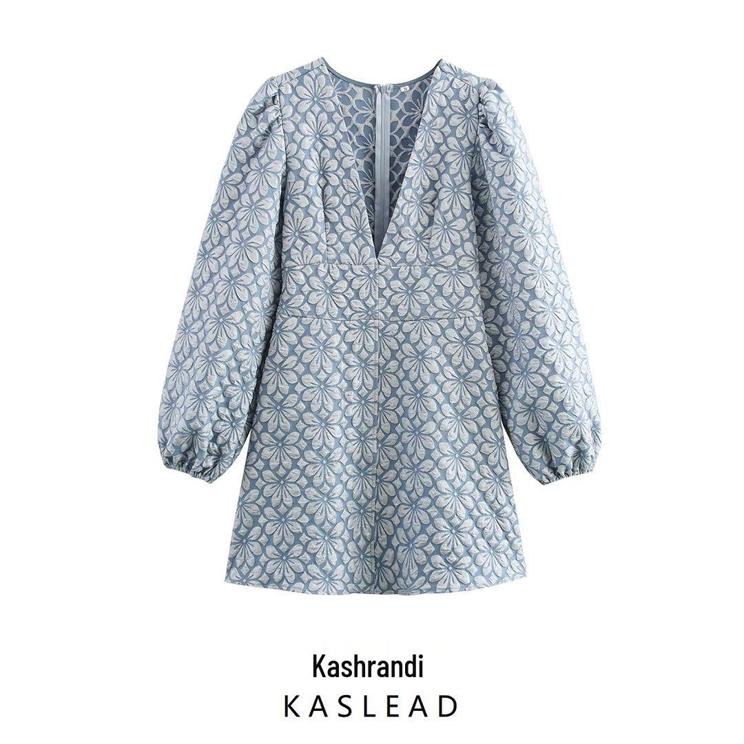 2025 Spring European & American Style Loose V-Neck Lantern Sleeve Jacquard Dress for Women M
2025 Spring European & American Style Loose V-Neck Lantern Sleeve Jacquard Dress for Women M