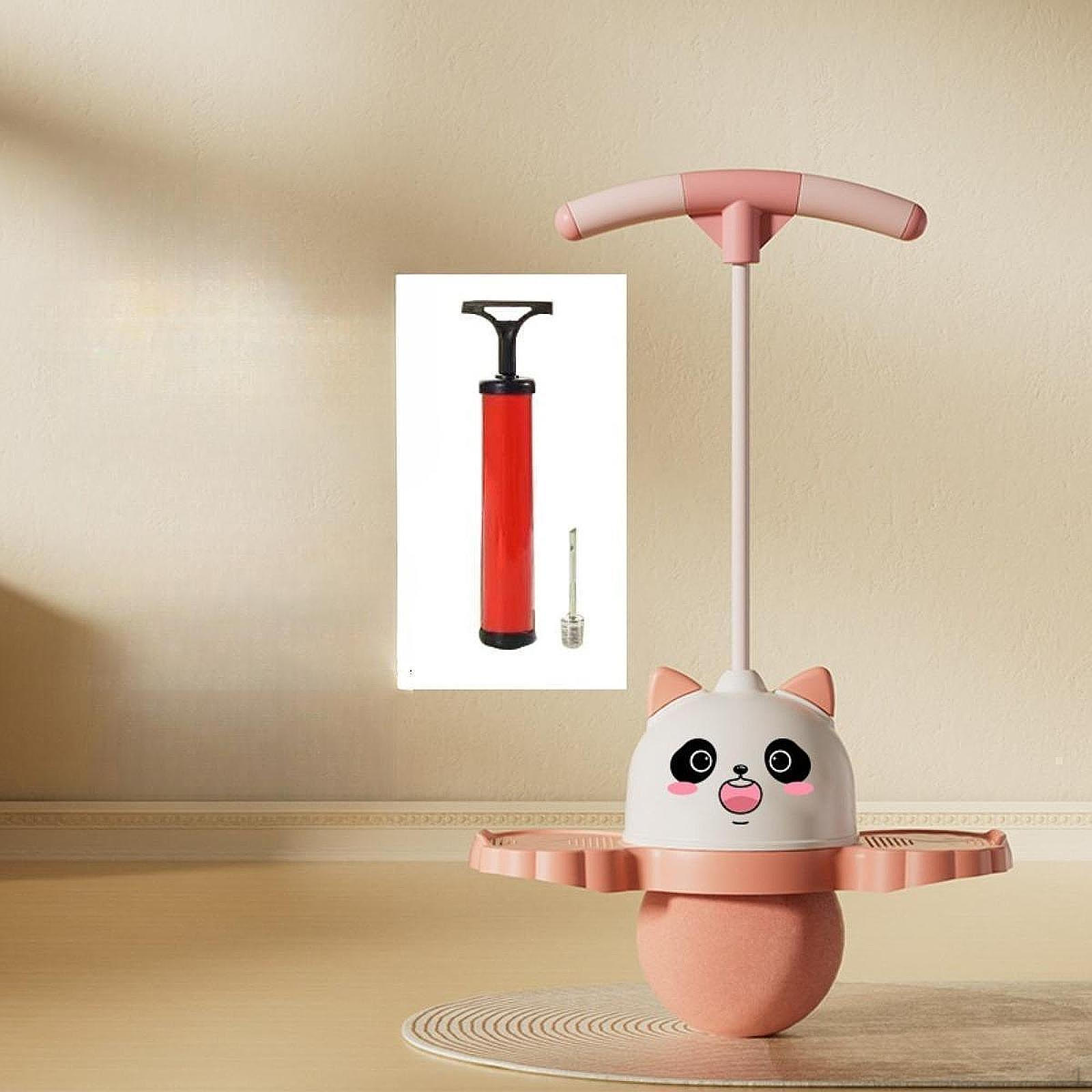 Мяч Pogo в форме панды с ручкой, прыгающий для детей и взрослых, для прыжков на открытом воздухе розовый