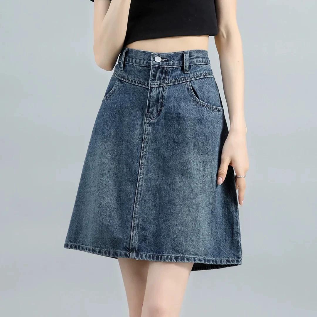 High Waist A-Line Denim Midi Skirt for Women Summer New Style Plus Size Belly Covering Slimming Effect Vintage Design S
High Waist A-Line Denim Midi Skirt for Women Summer New Style Plus Size Belly Covering Slimming Effect Vintage Design S