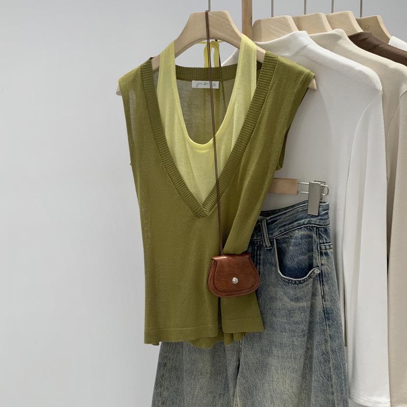 Women s Color Block Tie-Up Halter Vest - Summer Slim Fit, Sleeveless Knit Top Medium зелений
Women s Color Block Tie-Up Halter Vest - Summer Slim Fit, Sleeveless Knit Top Medium зелений