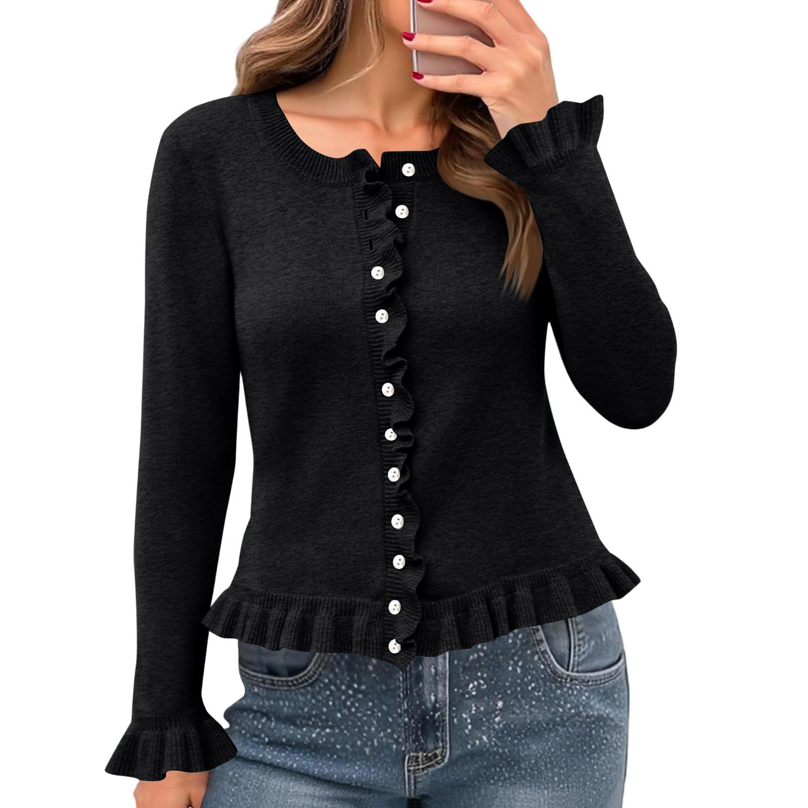 Женский повседневный модный однотонный короткий свитер с оборками M
Женский повседневный модный однотонный короткий свитер с оборками M