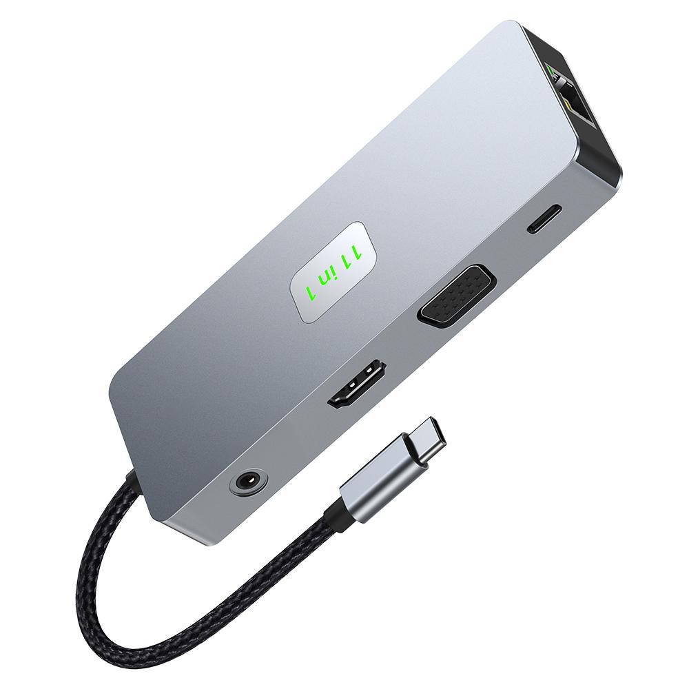 2411 Type-C Hub with 3xUSB 3.0+HD+VGA+2xCard Reader+PD 100W+RJ45 Ethernet+3.5mm AUX+USB-C As Shown A
2411 Type-C Hub with 3xUSB 3.0+HD+VGA+2xCard Reader+PD 100W+RJ45 Ethernet+3.5mm AUX+USB-C As Shown A