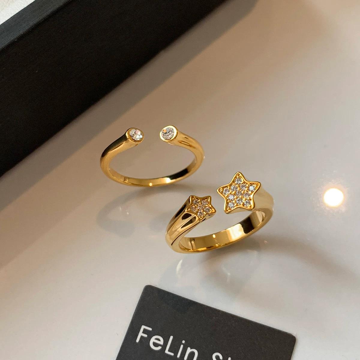 European and American Style Gold Star Open Ring for Index and Middle Finger, Women s Niche Design, Light Luxury, High-End Feel, Stackable Vintage Ring Star Diamond Combination Ring
European and American Style Gold Star Open Ring for Index and Middle Finger, Women s Niche Design, Light Luxury, High-End Feel, Stackable Vintage Ring Star Diamond Combination Ring