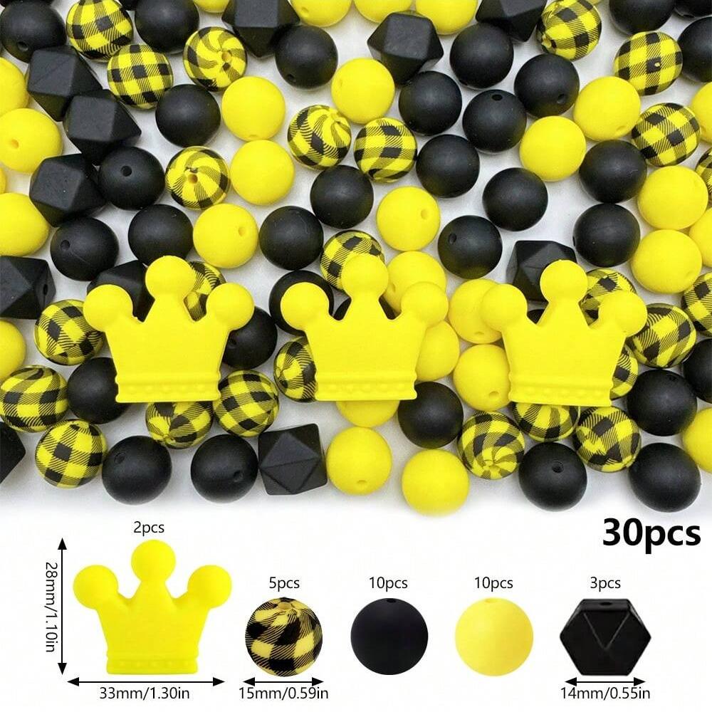 30PCS crown shaped silicone bead set, suitable for DIY jewelry, keychains, pendants - perfect for home party decoration
30PCS crown shaped silicone bead set, suitable for DIY jewelry, keychains, pendants - perfect for home party decoration