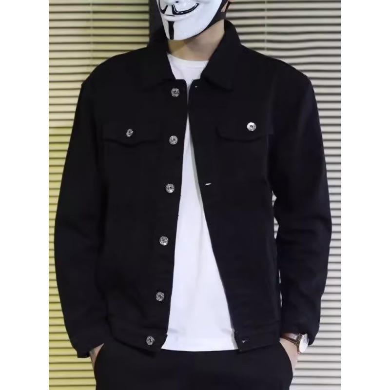 Men s Korean-Style Denim Jacket: Trendy Spring/Autumn Casual Outerwear for Teens and Students Large чёрный 
Men s Korean-Style Denim Jacket: Trendy Spring/Autumn Casual Outerwear for Teens and Students Large чёрный