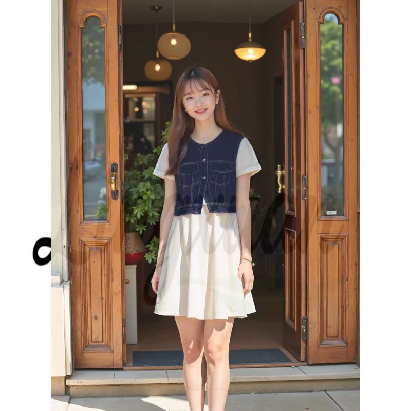 Korean Style Round Neck Denim Layered Vest Extra Large темно-синього кольору
Korean Style Round Neck Denim Layered Vest Extra Large темно-синього кольору