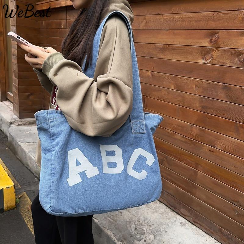 Casual, Artsy, and Fashionable Tote Bag with Letter Print, Denim Shoulder Bag for Women світло-синій колір
Casual, Artsy, and Fashionable Tote Bag with Letter Print, Denim Shoulder Bag for Women світло-синій колір