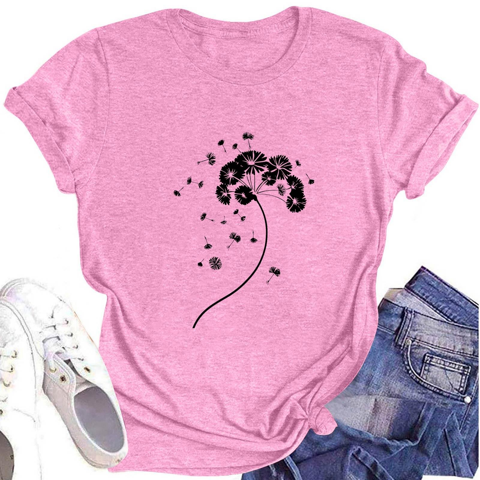 Women s Fashion Round Neck Short Sleeve T-Shirt Floral Printed Casual Top L рожевий
Women s Fashion Round Neck Short Sleeve T-Shirt Floral Printed Casual Top L рожевий