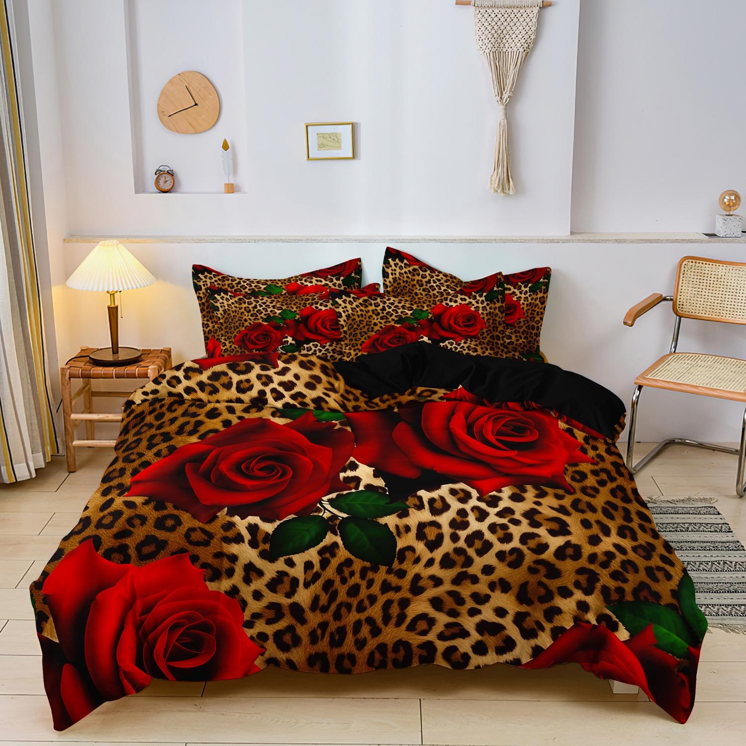 3pcs Set Valentine S Day Romantic Rose Leopard Animal Print Bedding Duvet Cover Set Leopard Print Duvet Cover Set Festival Gift EU Single-135x200cm&set
3pcs Set Valentine S Day Romantic Rose Leopard Animal Print Bedding Duvet Cover Set Leopard Print Duvet Cover Set Festival Gift EU Single-135x200cm&set