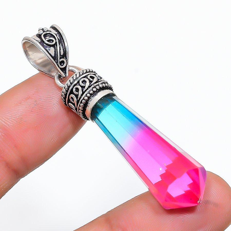 Подвеска из стерлингового серебра 925 пробы с натуральным би-турмалином ручной работы 2,09 дюйма M2A92 
Подвеска из стерлингового серебра 925 пробы с натуральным би-турмалином ручной работы 2,09 дюйма M2A92