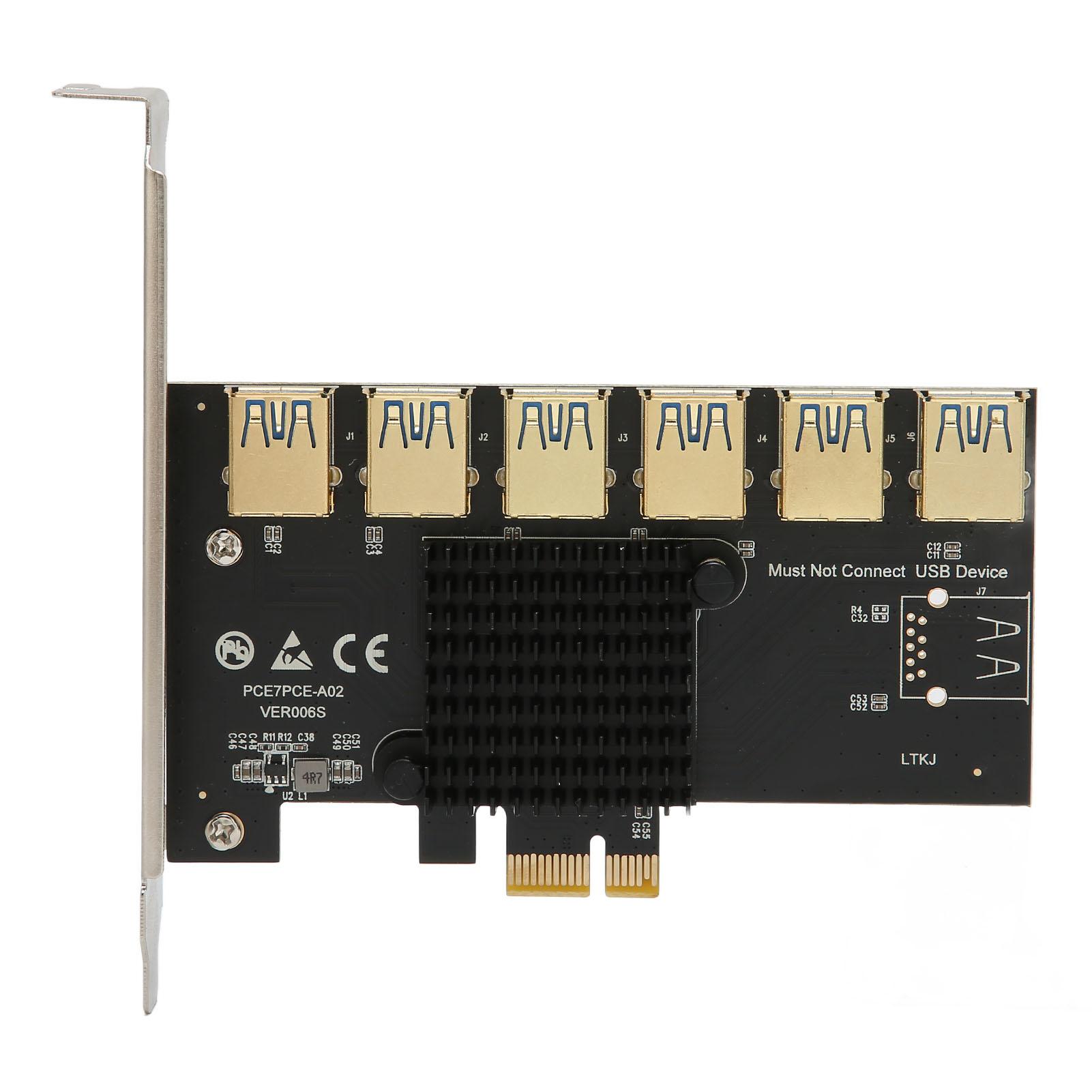 PCIE 1–6 Riser Card PCIE 1X USB3.0 Graphics Extension Easy Install Широка сумісність PCIE 1 to
PCIE 1–6 Riser Card PCIE 1X USB3.0 Graphics Extension Easy Install Широка сумісність PCIE 1 to