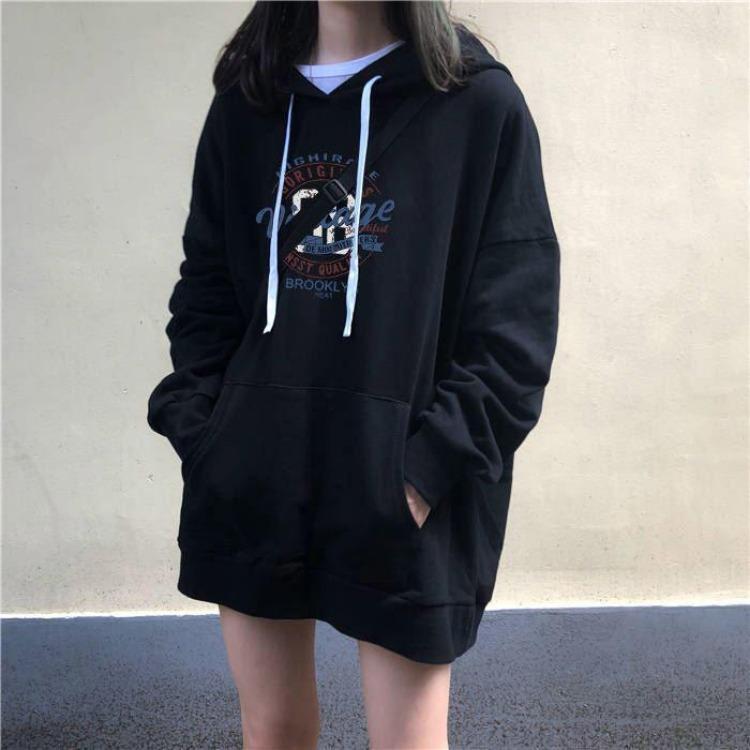 Loose Thin Hooded Pullover Hoodies Women Autumn Long Sleeve Letter Print Lazy Style Ladies Student 2XL чорний
Loose Thin Hooded Pullover Hoodies Women Autumn Long Sleeve Letter Print Lazy Style Ladies Student 2XL чорний