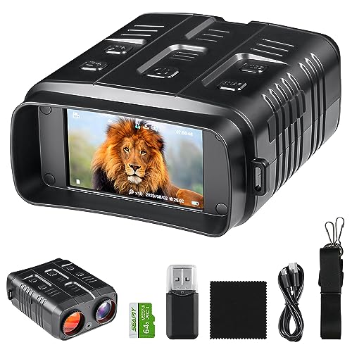 4K Night Vision Goggles, Rechargeable Digital Night Vision, Binoculars for Adults, 10x Zoom, FHD 3-inch Screen, Hunting & Surveillance, Security, 64GB
4K Night Vision Goggles, Rechargeable Digital Night Vision, Binoculars for Adults, 10x Zoom, FHD 3-inch Screen, Hunting & Surveillance, Security, 64GB