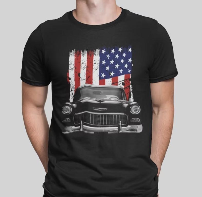1955 Chevy Bel Air Front Grill View Silhouette With Us Flag T Shirt Unisex T-Shirt XXXXL
1955 Chevy Bel Air Front Grill View Silhouette With Us Flag T Shirt Unisex T-Shirt XXXXL