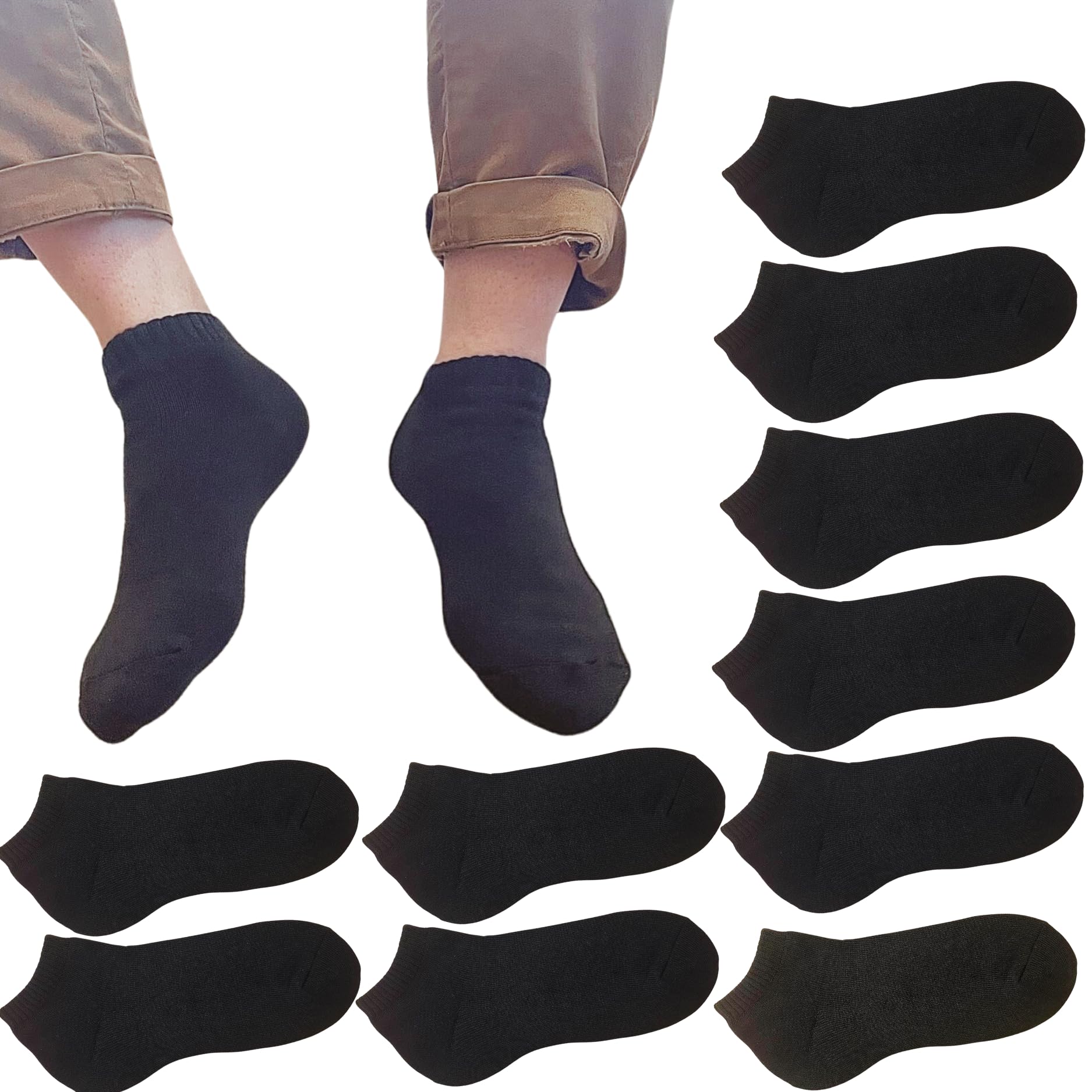 NAKAMAJITA Men s Plus Size Pile Ankle Socks, Sizes 28-30cm, 10-Pair Set, Cotton Blend, Non-Slip, Short Socks for Sneakers, Casual, Outdoor, Black
NAKAMAJITA Men s Plus Size Pile Ankle Socks, Sizes 28-30cm, 10-Pair Set, Cotton Blend, Non-Slip, Short Socks for Sneakers, Casual, Outdoor, Black