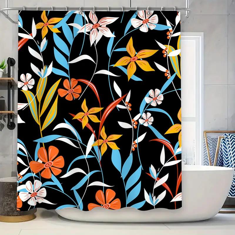 Bright Floral Shower Curtain Set Modern Bathroom Decor Black White Pattern With Orange Flowers For Bathtub Or Walk-In Tiling 3D W60H190(CM)-1 Pcs
Bright Floral Shower Curtain Set Modern Bathroom Decor Black White Pattern With Orange Flowers For Bathtub Or Walk-In Tiling 3D W60H190(CM)-1 Pcs