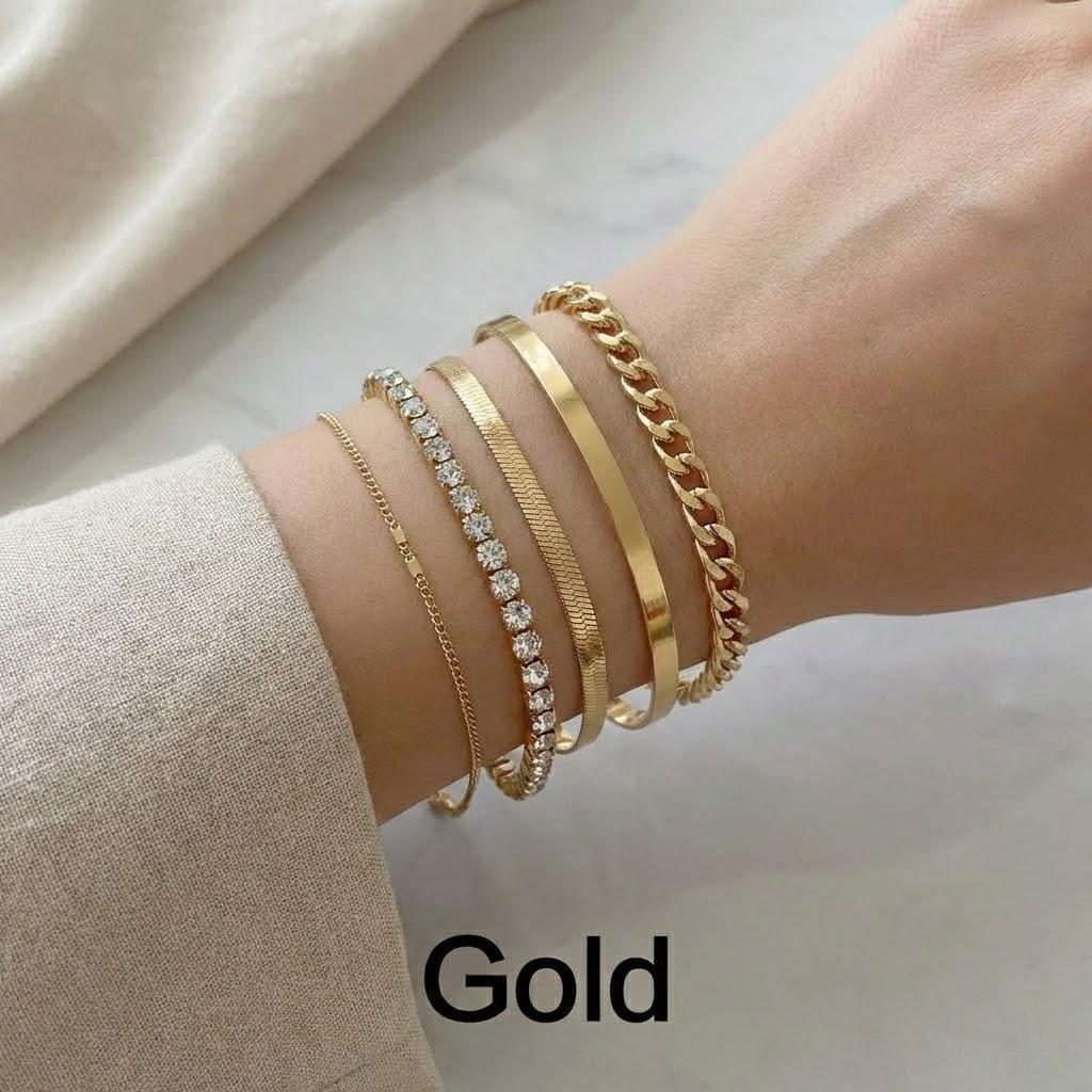 5Pcs Bohemian Gold Bracelets Set Women Vintage Handmade Chain Bracelet Fashion Jewelry Gift for Party золотий
5Pcs Bohemian Gold Bracelets Set Women Vintage Handmade Chain Bracelet Fashion Jewelry Gift for Party золотий