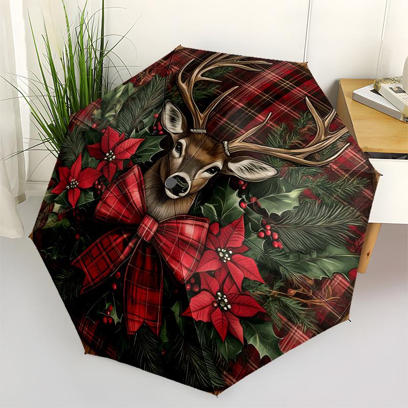 Christmas Deer Wreath Umbrella - Automatic Open Compact Folding Umbrella with Red Deer, Portable 3-Fold Design, Holiday Gift f (as the picture,Iron&8K)
Christmas Deer Wreath Umbrella - Automatic Open Compact Folding Umbrella with Red Deer, Portable 3-Fold Design, Holiday Gift f (as the picture,Iron&8K)