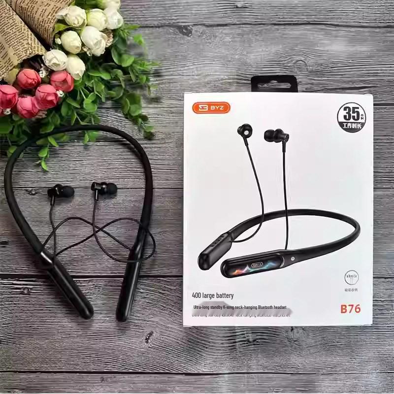 BYZ B76 Bluetooth In-Ear Neckband Earphones with LED Power Display чорний
BYZ B76 Bluetooth In-Ear Neckband Earphones with LED Power Display чорний