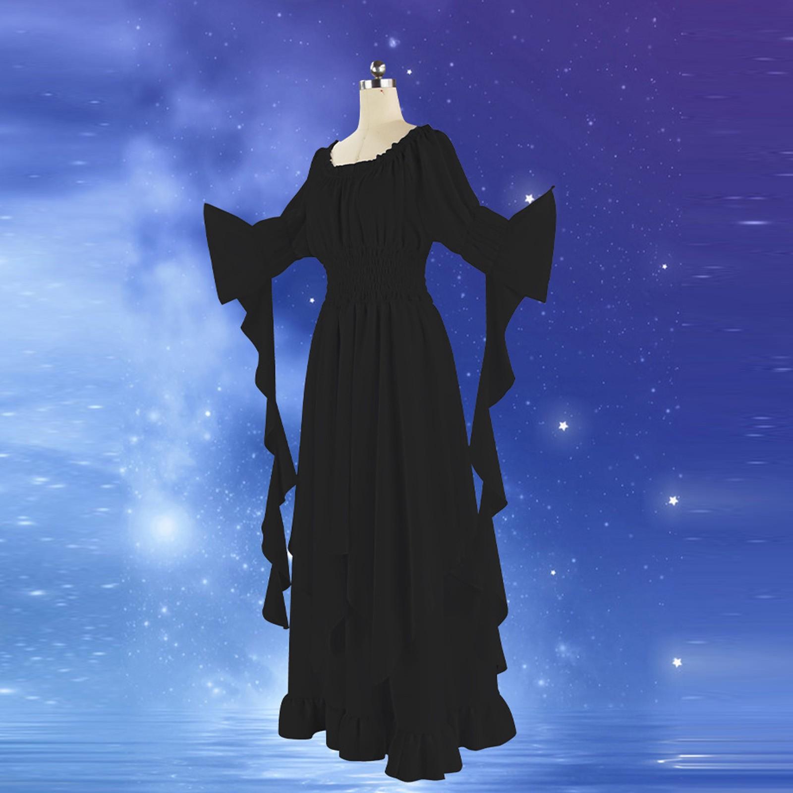 Women s Fashion Halloween Solid Color Sleeve Dress Retro Gothic Dress Cosplay Prom Princess Dress M чорний
Women s Fashion Halloween Solid Color Sleeve Dress Retro Gothic Dress Cosplay Prom Princess Dress M чорний