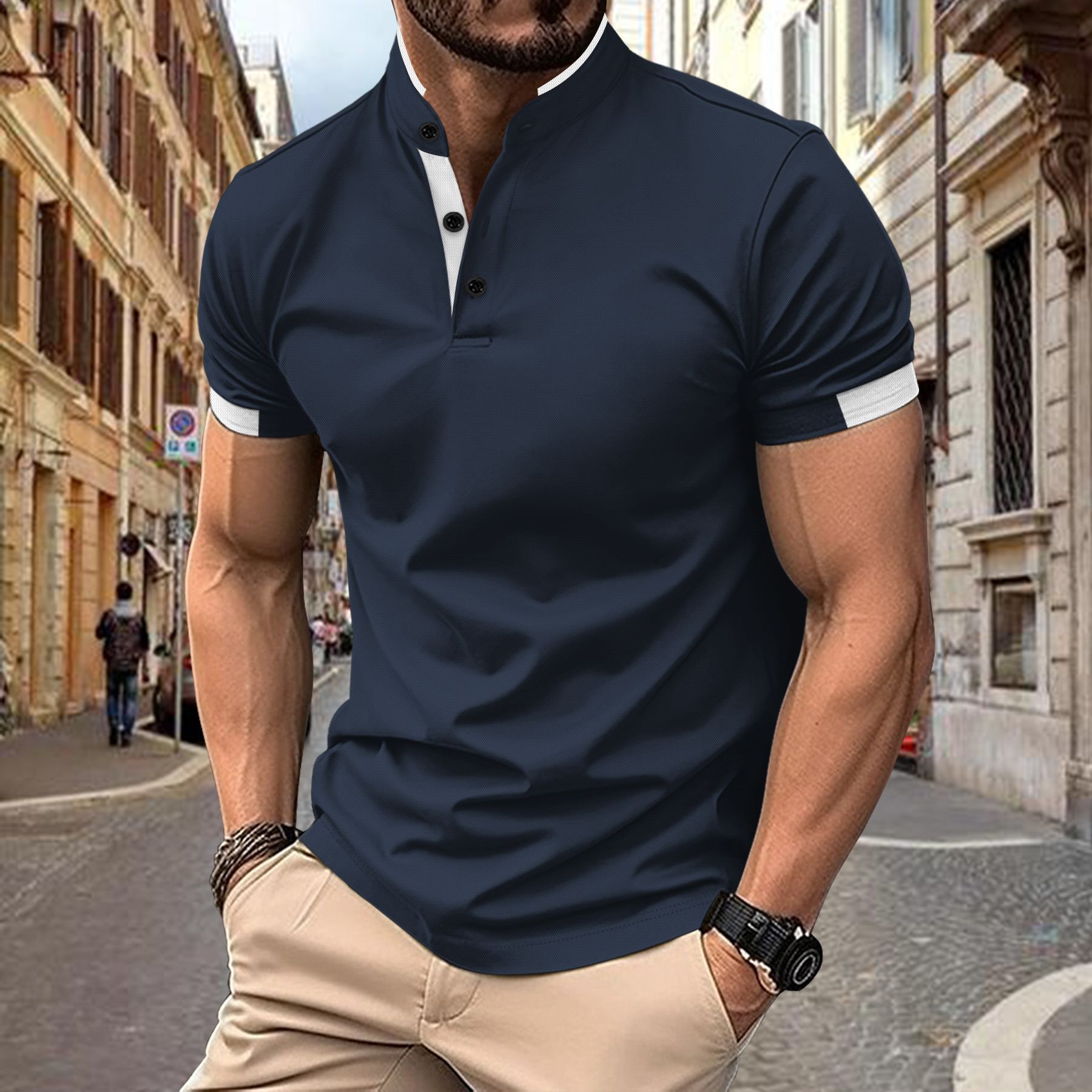 2026 Men s Summer Fashion Loose Casual T-shirt Men s Top Polo Shirt Men s Henry Collar Sports Polo Shirt 3XL темно-синього кольору
2026 Men s Summer Fashion Loose Casual T-shirt Men s Top Polo Shirt Men s Henry Collar Sports Polo Shirt 3XL темно-синього кольору
