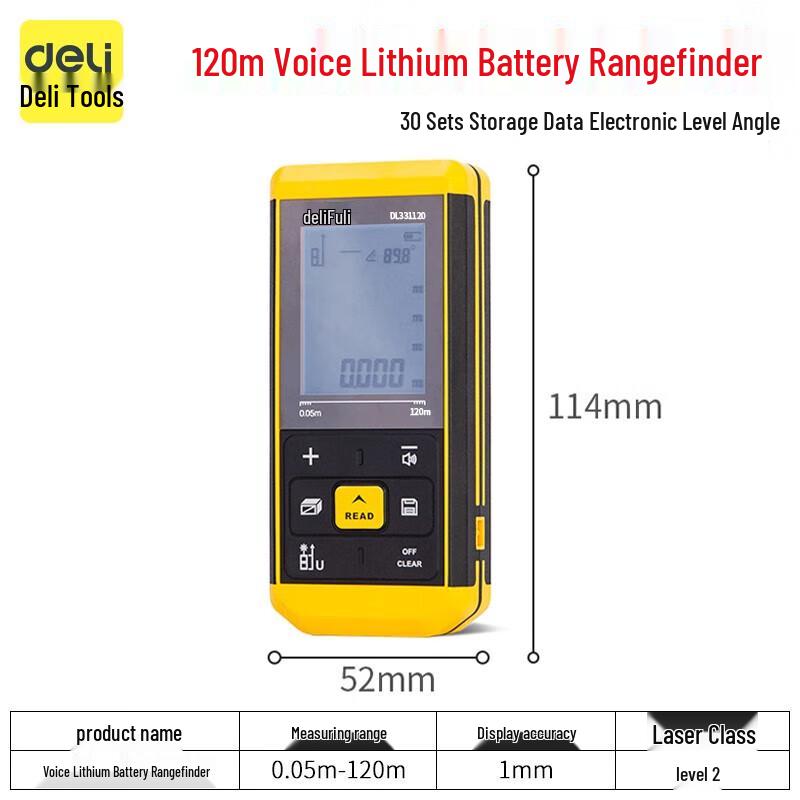 Deli Voice Laser Rangefinder 120m
Deli Voice Laser Rangefinder 120m