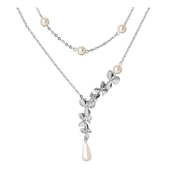 Женское ожерелье, двухслойное ожерелье из сплава с цветком, искусственный жемчуг, капля воды, гальваническое ожерелье для выпускного вечера, украшения для шеи, украшения серебряный
Женское ожерелье, двухслойное ожерелье из сплава с цветком, искусственный жемчуг, капля воды, гальваническое ожерелье для выпускного вечера, украшения для шеи, украшения серебряный