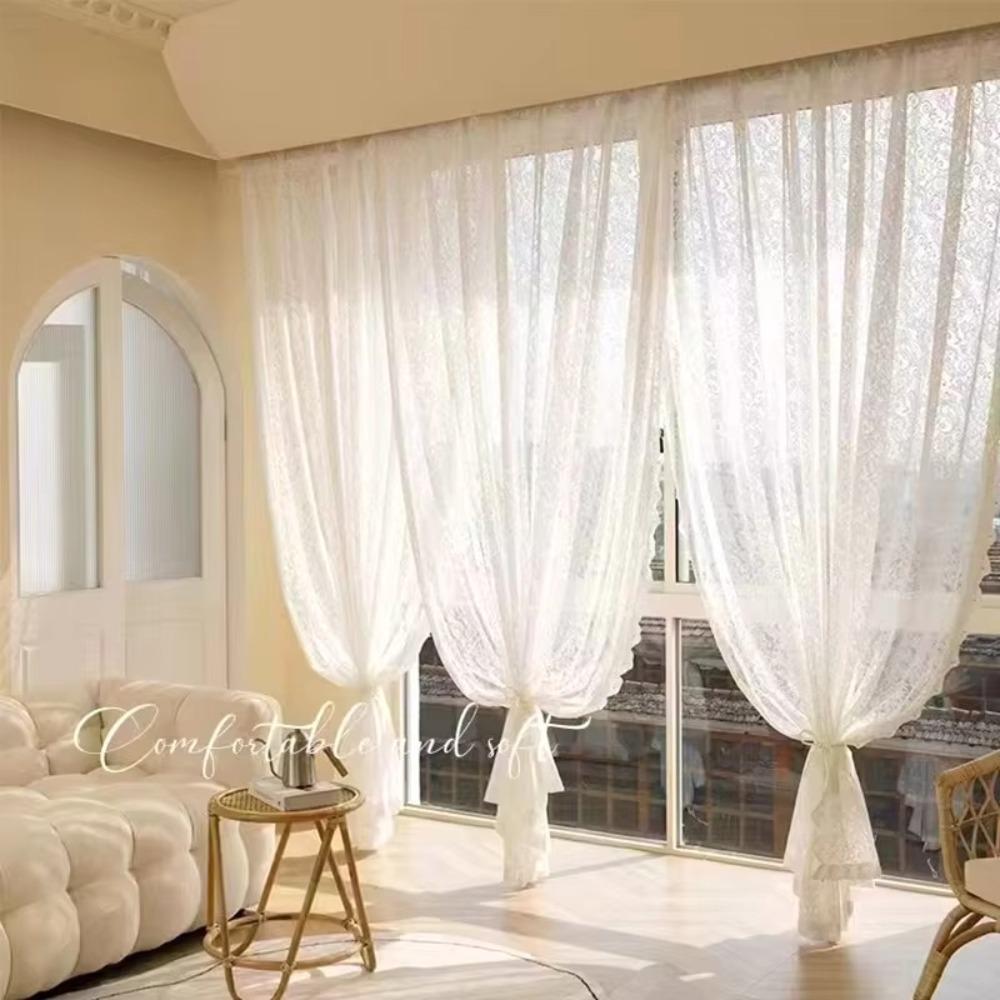 Floral Embroidered Lace Sheer Curtain Polyester Door Curtain Durable Window Drapes Home Decor White:100*140cm
Floral Embroidered Lace Sheer Curtain Polyester Door Curtain Durable Window Drapes Home Decor White:100*140cm