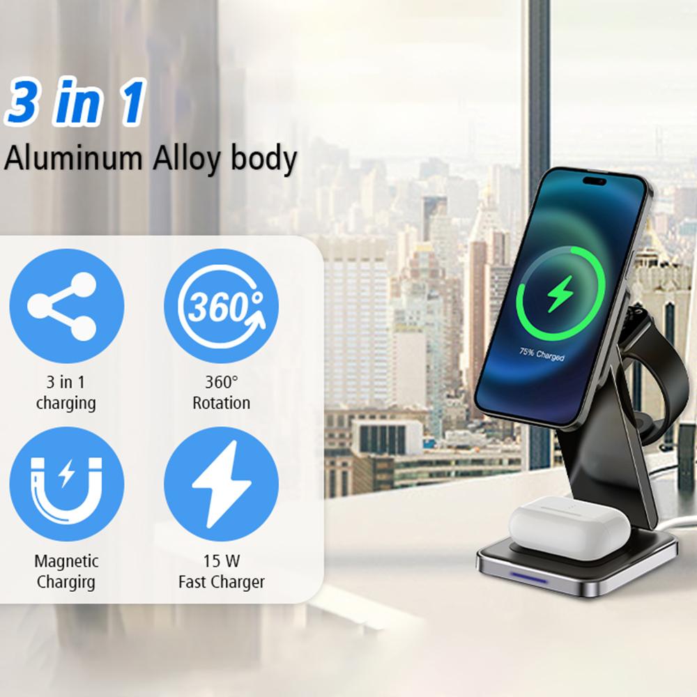 DH11 3-in-1 Foldable Charging Stand Phone Watch Earphone Zinc Alloy Magnetic Wireless Charger
DH11 3-in-1 Foldable Charging Stand Phone Watch Earphone Zinc Alloy Magnetic Wireless Charger