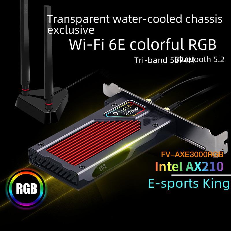 AX210 RGB бездротова мережева карта WiFi 6E, дводіапазонний Bluetooth-приймач для настільних ігор.
AX210 RGB бездротова мережева карта WiFi 6E, дводіапазонний Bluetooth-приймач для настільних ігор.