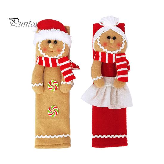 2 шт. рождественские чехлы на ручки холодильника, пряничный человечек, чехлы на ручки шкафа, кухонные приборы, украшения для холодильника, микроволновой печи, посудомоечной машины 2pcs