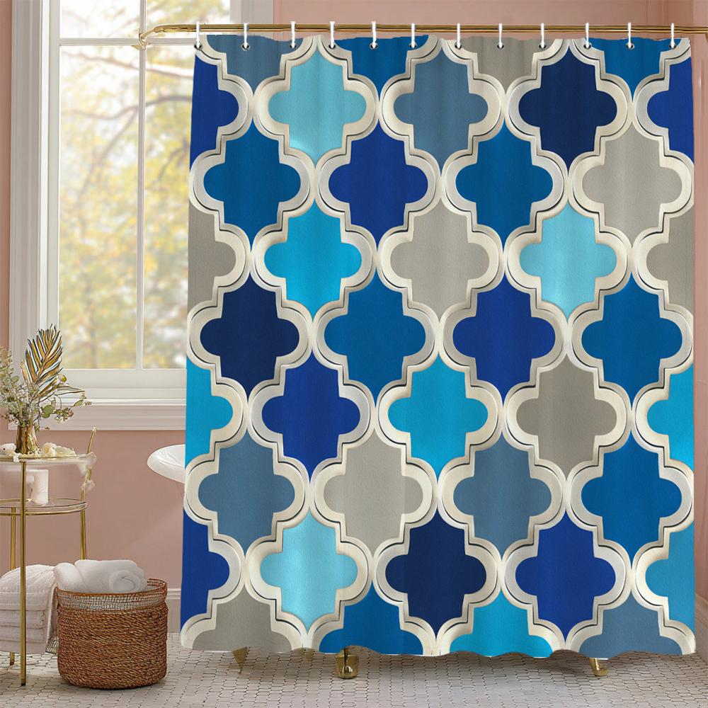 Blue Geometric Decorative Graphic Boho Shower Curtain, Bathroom Decorative Shower Curtain, Waterproof Shower Curtain With Hooks W60H190(CM)-1 Pcs
Blue Geometric Decorative Graphic Boho Shower Curtain, Bathroom Decorative Shower Curtain, Waterproof Shower Curtain With Hooks W60H190(CM)-1 Pcs