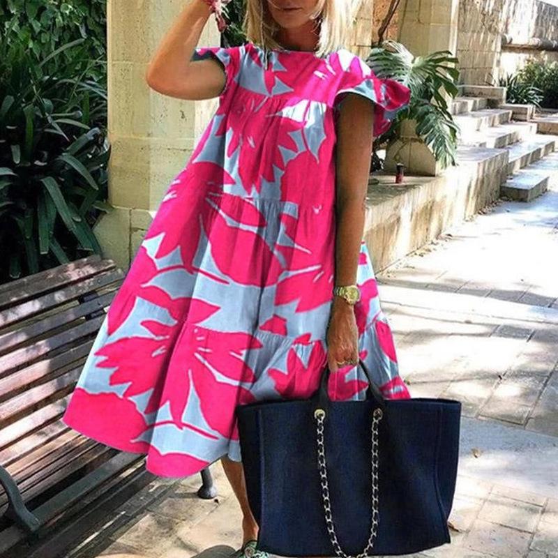 Plus Size Women s Pink Maple Leaf Print Beach Dress - Round Neck Casual Summer Fashion Large
Plus Size Women s Pink Maple Leaf Print Beach Dress - Round Neck Casual Summer Fashion Large