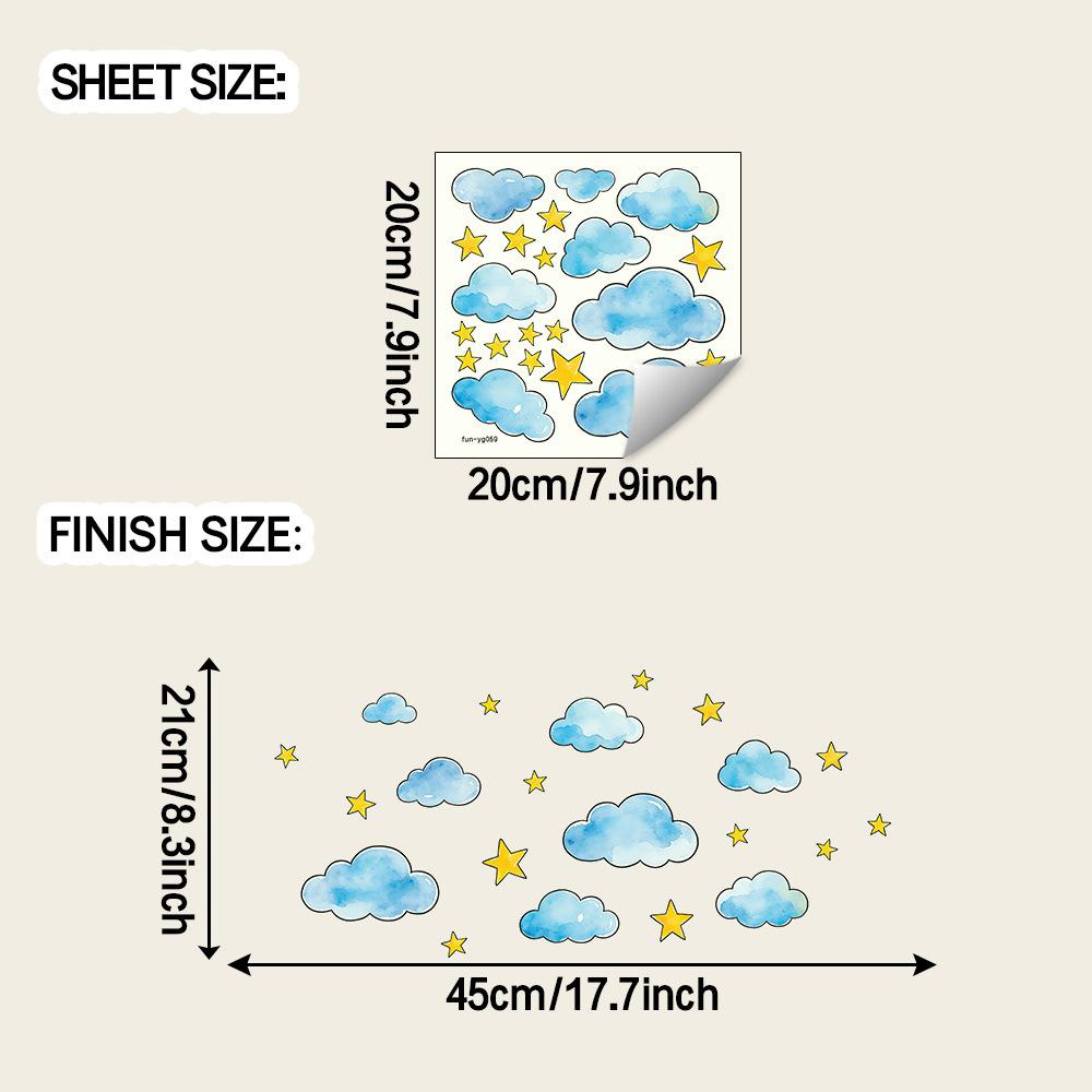 Cartoon Luminous Clouds and Stars Wall Stickers for Decoration of Living Room and Bedroom 20*20cm/fun-yg059
Cartoon Luminous Clouds and Stars Wall Stickers for Decoration of Living Room and Bedroom 20*20cm/fun-yg059