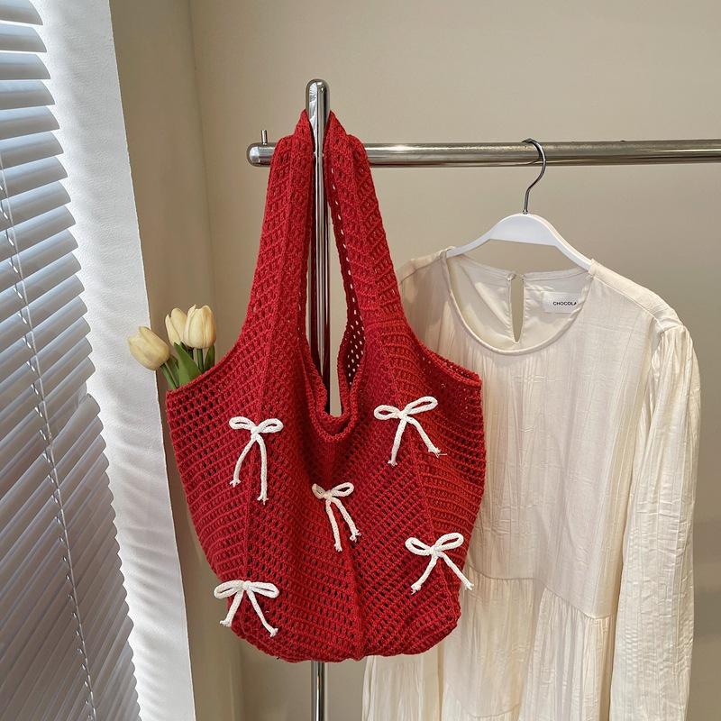 New Khaki Bow Vintage Knit Hollow Bag High Quality Woven Beach Daily Bag Large Capacity Wear Shoulder Bag Ladies Hand Bags
New Khaki Bow Vintage Knit Hollow Bag High Quality Woven Beach Daily Bag Large Capacity Wear Shoulder Bag Ladies Hand Bags