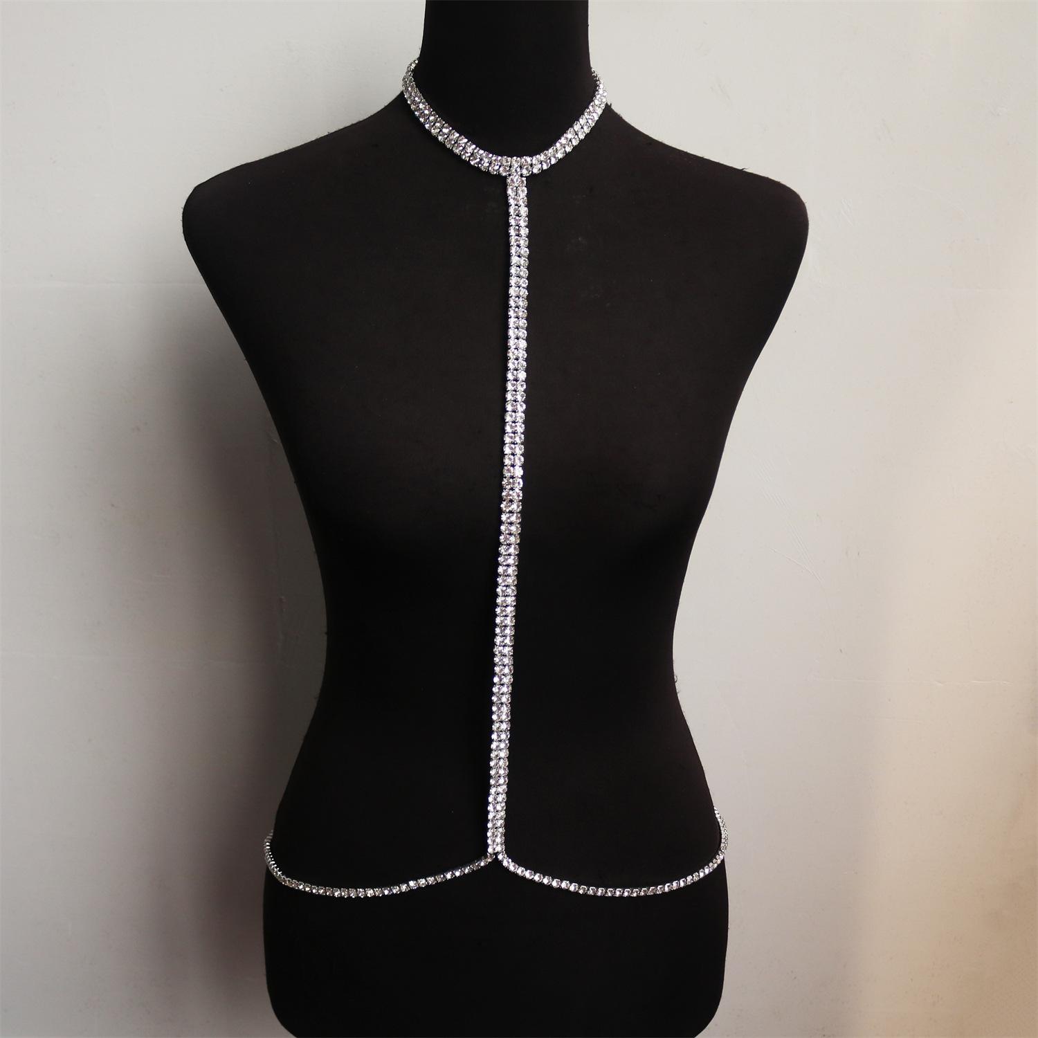 European And American Sexy Double-Row Rhinestone Chain Neck Chain Collarbone Chain, Double-Layer T-Necklace Neck Chain Sweater Body Accessories серебряный
European And American Sexy Double-Row Rhinestone Chain Neck Chain Collarbone Chain, Double-Layer T-Necklace Neck Chain Sweater Body Accessories серебряный