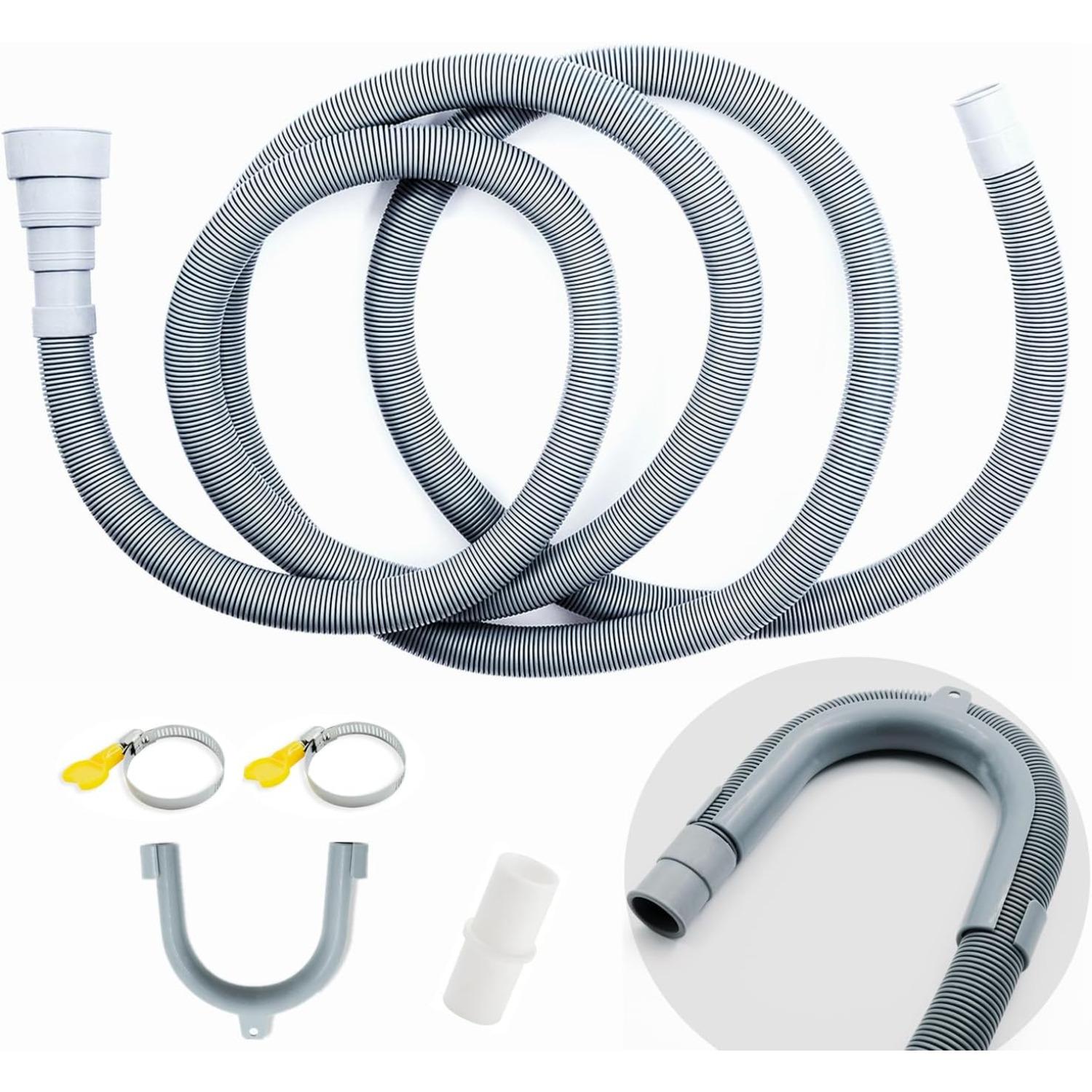 Washing Machine Drain Hose,10 FT Universal Washer Drain Hose Extension Kit with U-Bend Hose Holder and 2 Hose Clamps, Fits for 3/4 to 1-1/2
Washing Machine Drain Hose,10 FT Universal Washer Drain Hose Extension Kit with U-Bend Hose Holder and 2 Hose Clamps, Fits for 3/4 to 1-1/2