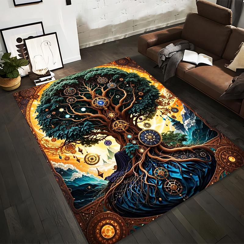 Fantasy Tree of Life Carpet with Steampunk Gears and Golden Glow Suitable for use as an anti-slip for living room bedroom sofas 40x60cm( 15x23in )
Fantasy Tree of Life Carpet with Steampunk Gears and Golden Glow Suitable for use as an anti-slip for living room bedroom sofas 40x60cm( 15x23in )