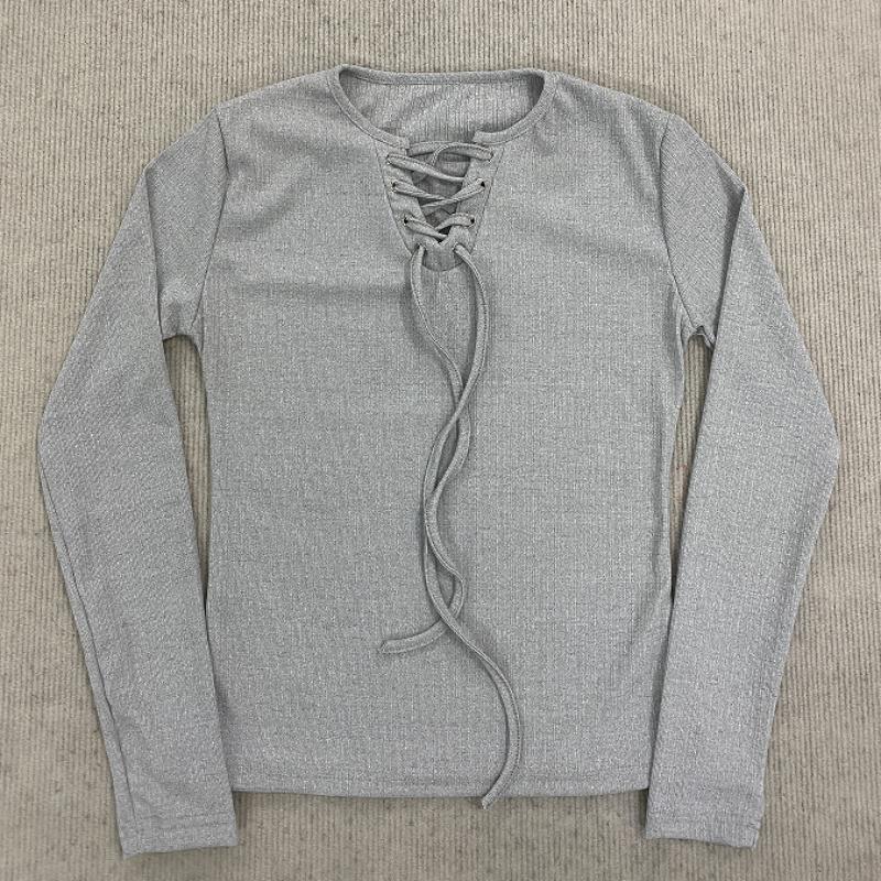 Y2K drawstring tie design casual long sleeved solid color slim fit top for women L сірий колір
Y2K drawstring tie design casual long sleeved solid color slim fit top for women L сірий колір