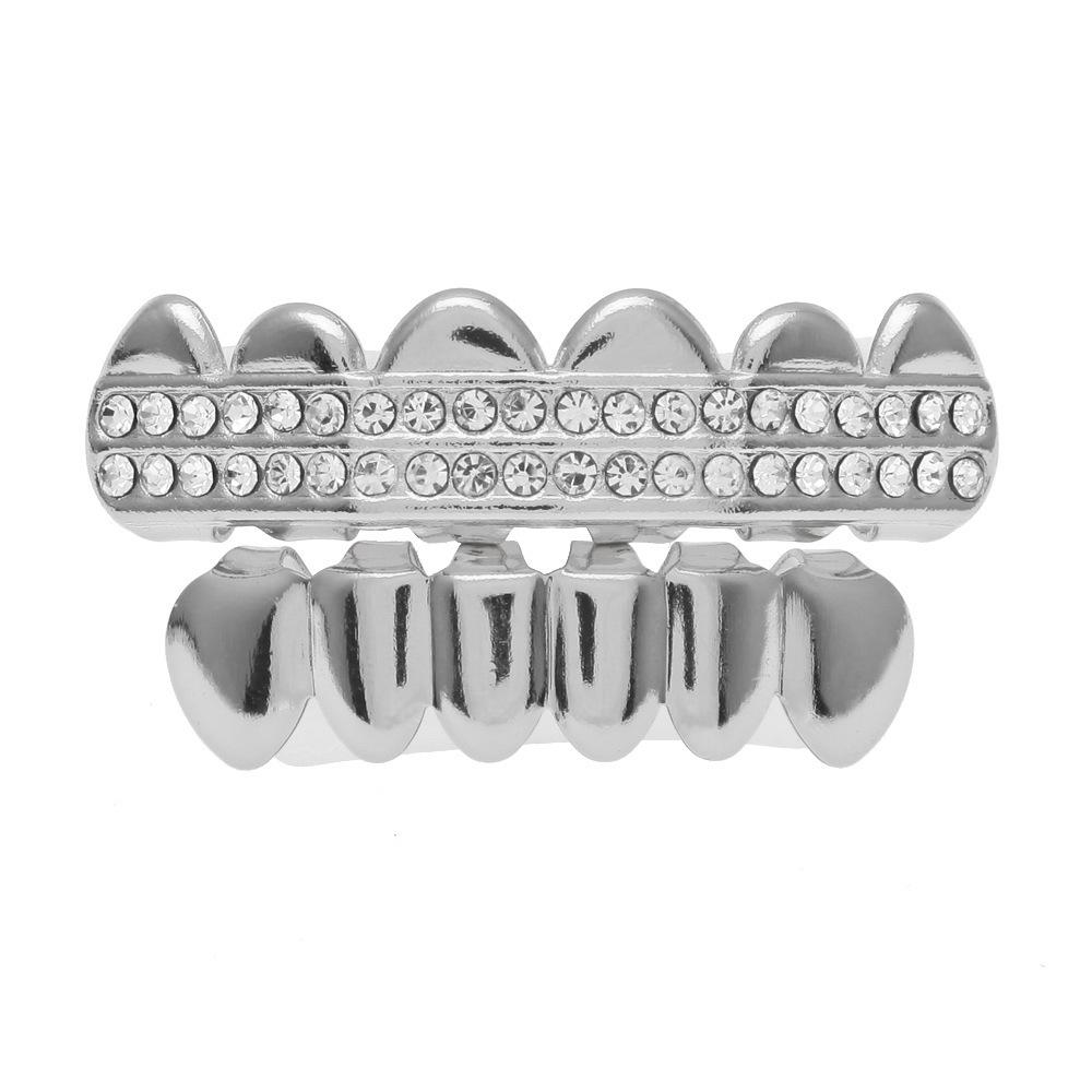 Trendy Gold Zirconia Double Row Hip Hop Grillz: Smooth Lower Tooth Ornament
Trendy Gold Zirconia Double Row Hip Hop Grillz: Smooth Lower Tooth Ornament
