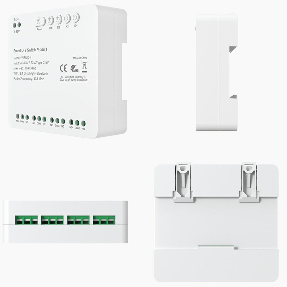 WSMD-4 Tuya Smart WiFi+RF 4-канальний реле Smart Dly Switch Module для дому/гаражних дверей AC/DC 7-32V
WSMD-4 Tuya Smart WiFi+RF 4-канальний реле Smart Dly Switch Module для дому/гаражних дверей AC/DC 7-32V