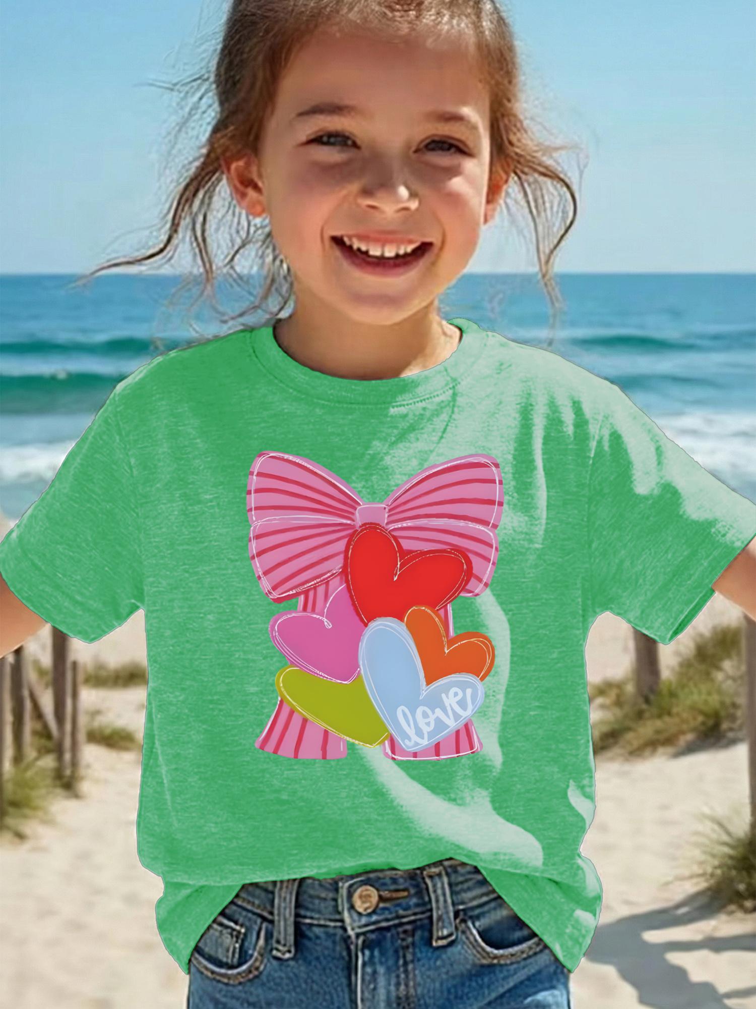 Summer girls casual and comfortable T-shirt short sleeves cute heart-shaped bow design 100
Summer girls casual and comfortable T-shirt short sleeves cute heart-shaped bow design 100