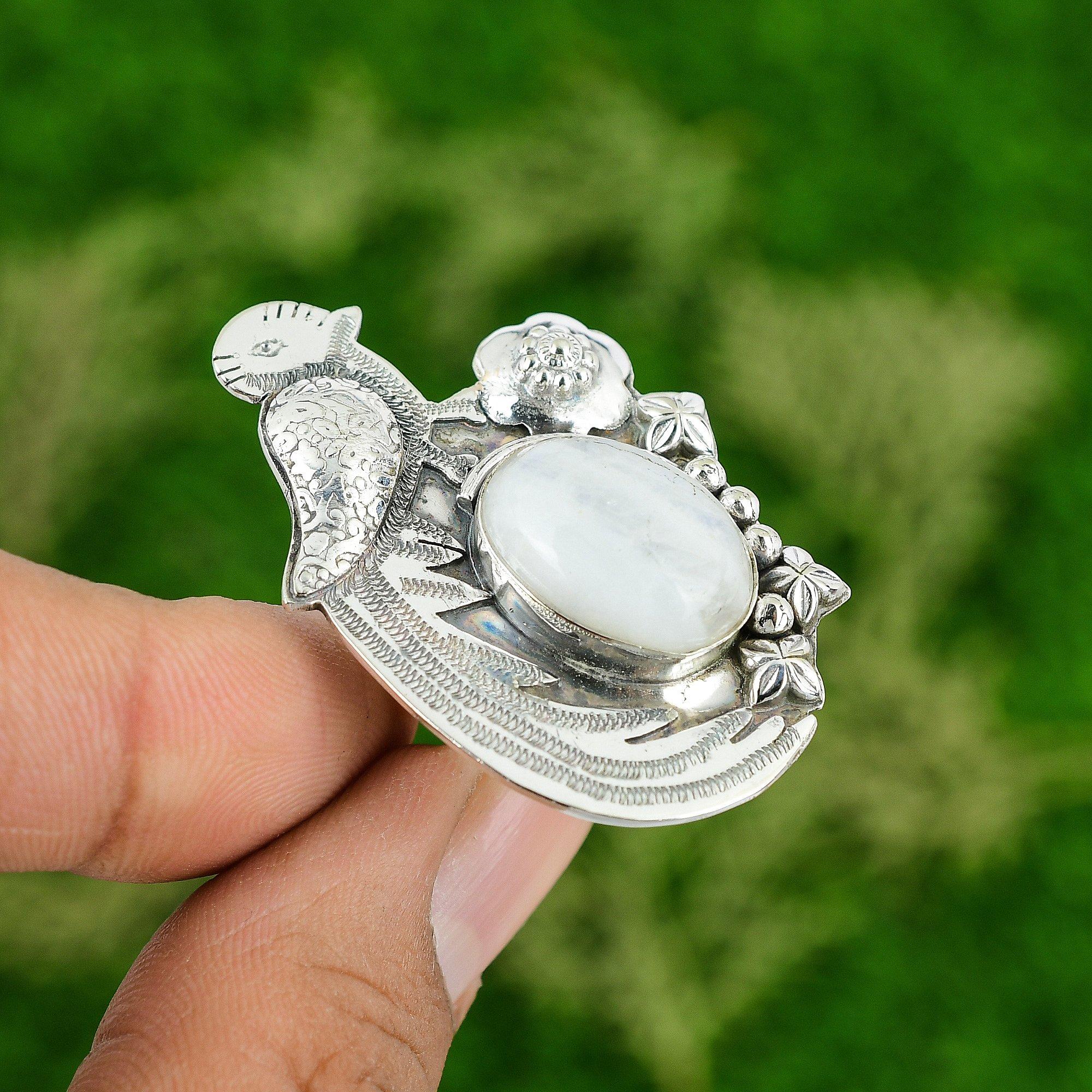 Natural Rainbow Moonstone Multi Stone Bird Adjustable Ring 925 Silver Adjustable
Natural Rainbow Moonstone Multi Stone Bird Adjustable Ring 925 Silver Adjustable